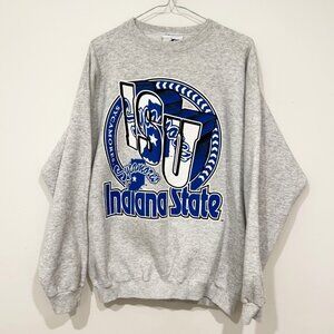 Vintage 1990s Indiana State University Sycamores NCAA Pullover Sweatshirt Size L